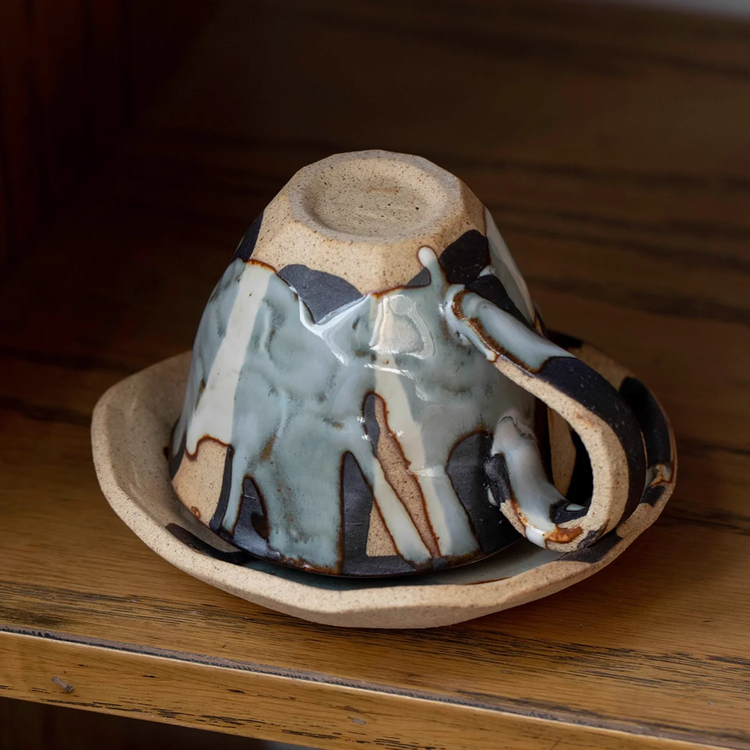 Mino Ware Rustic Hyakuso Ceramic Coffee Cup Set - Image 4