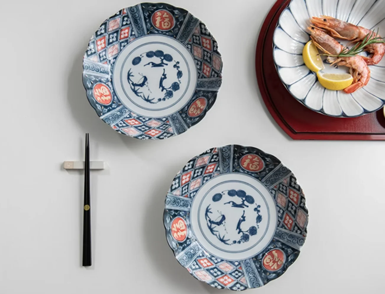 Mino Ware Underglaze 'Fu' Character Ceramic Plate Gift Set - Image 4