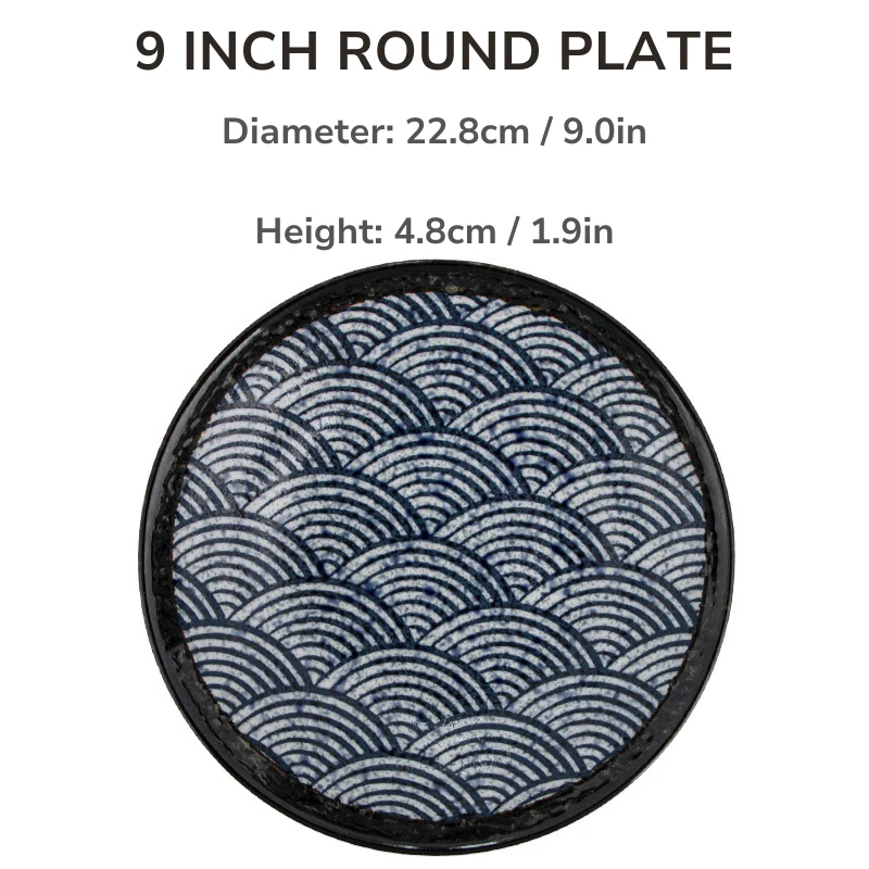 Mino Ware Wave Pattern Retro Underglaze Bowl and Plate Set - Image 20