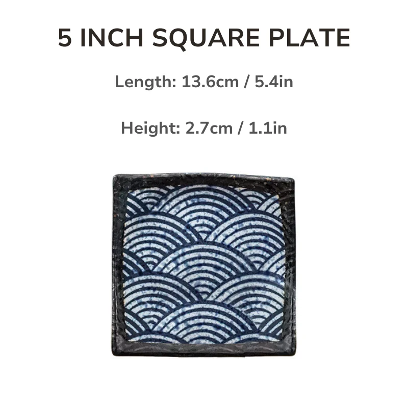 Mino Ware Wave Pattern Retro Underglaze Bowl and Plate Set - Image 21