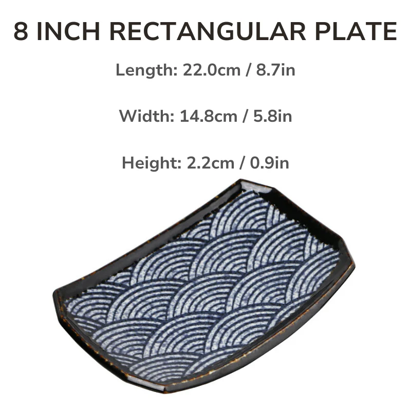 Mino Ware Wave Pattern Retro Underglaze Bowl and Plate Set - Image 24