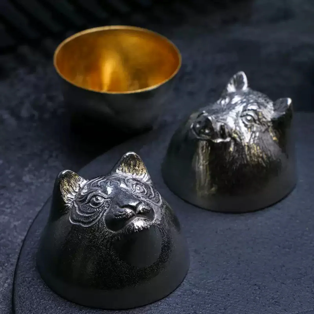 Nousaku Twelve Zodiac Pure Tin Sake Cup – Gold Leaf Edition - Image 2
