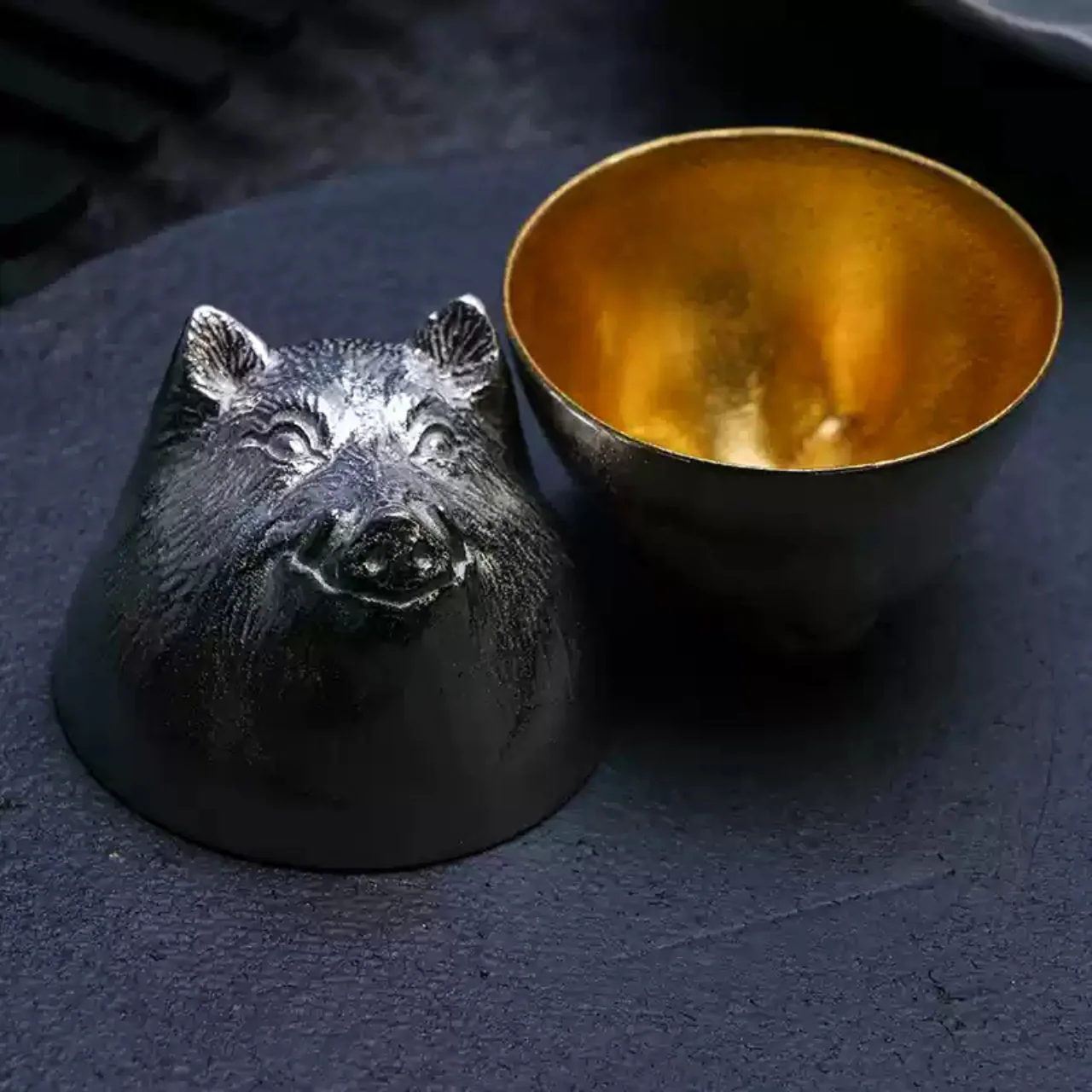 Nousaku Twelve Zodiac Pure Tin Sake Cup – Gold Leaf Edition - Image 4