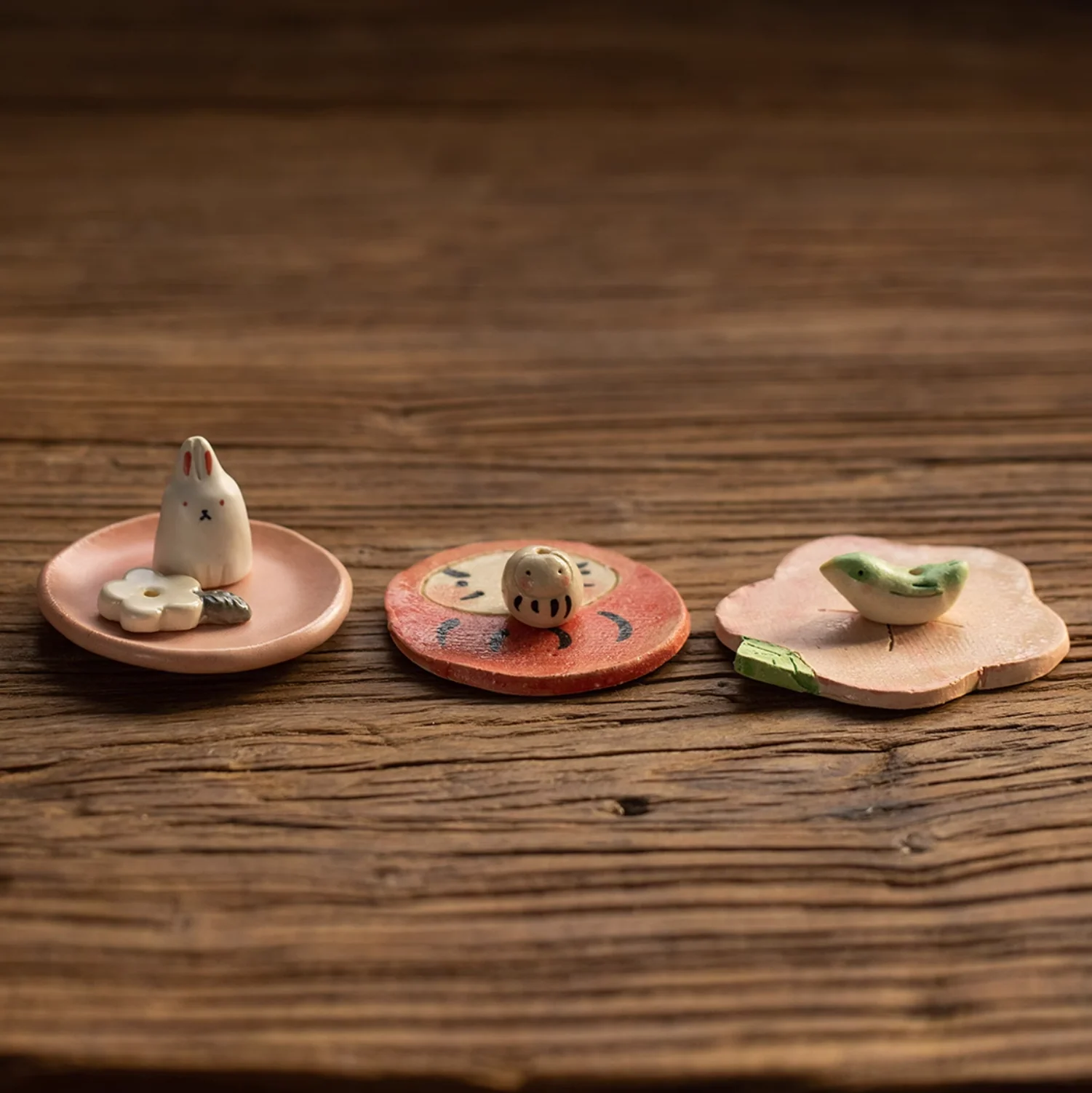 Seto Ware Daruma Handmade Clay Incense Holder - Image 5