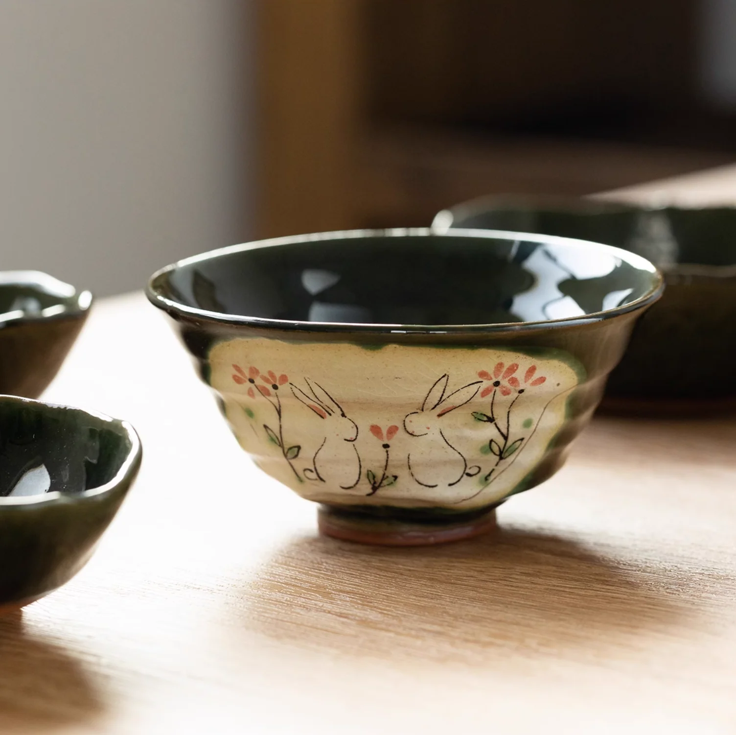 Seto Ware Hand-Painted Cute Rabbit Snack Bowl - Image 6