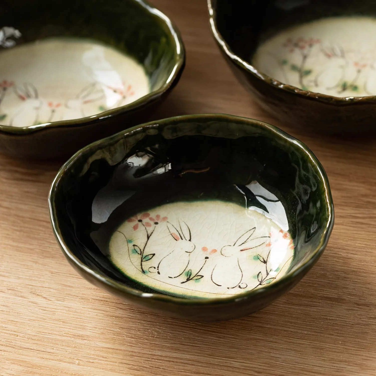 Seto Ware Hand-Painted Cute Rabbit Snack Bowl - Image 8