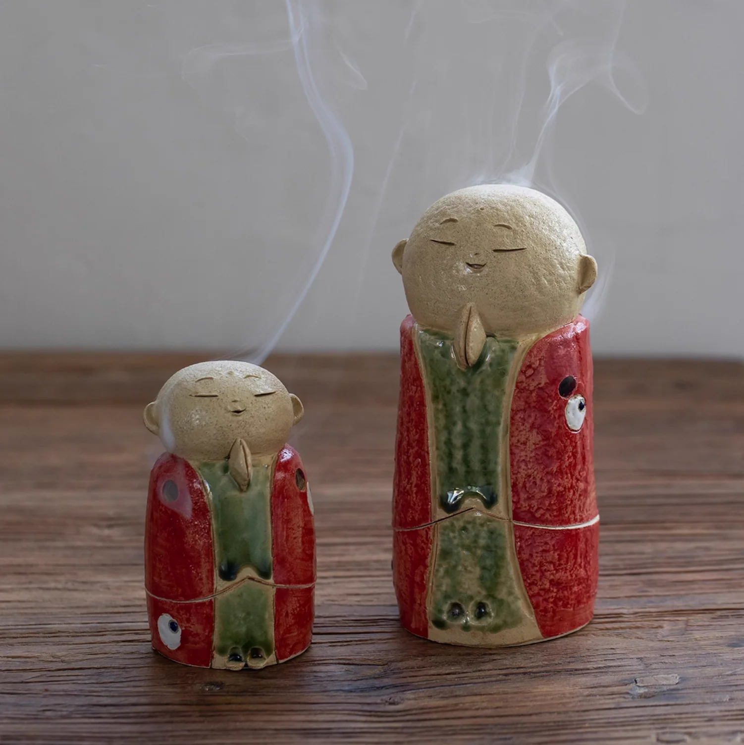 Seto Ware Handmade Rustic Clay Jizo Bodhisattva Incense Burner - Image 13