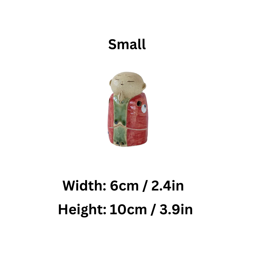 Seto Ware Handmade Rustic Clay Jizo Bodhisattva Incense Burner - Image 15