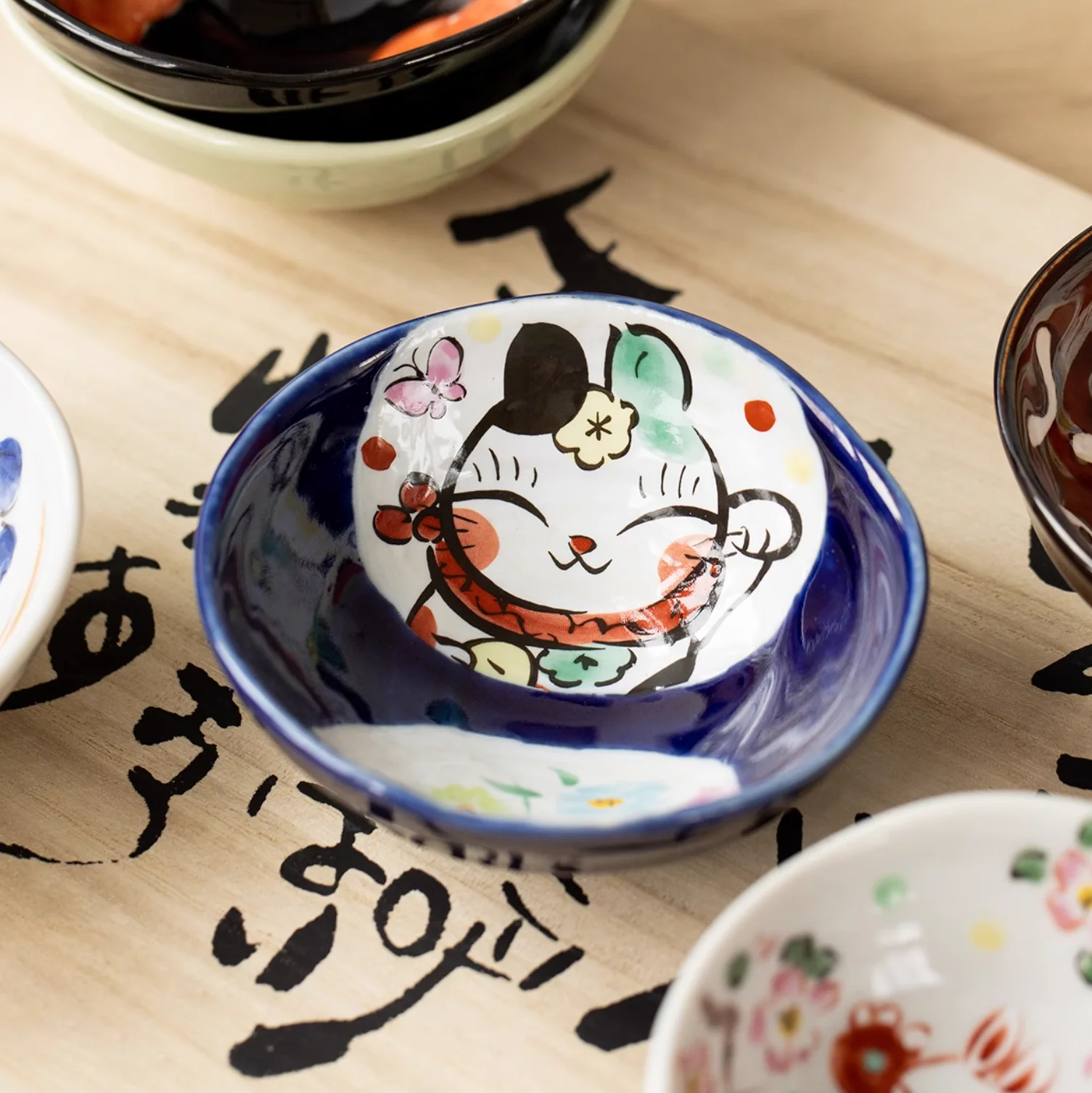 Seto Ware Yudachi Kiln Sakura Rabbit Ceramic Dipping Plate Gift Set - Image 10