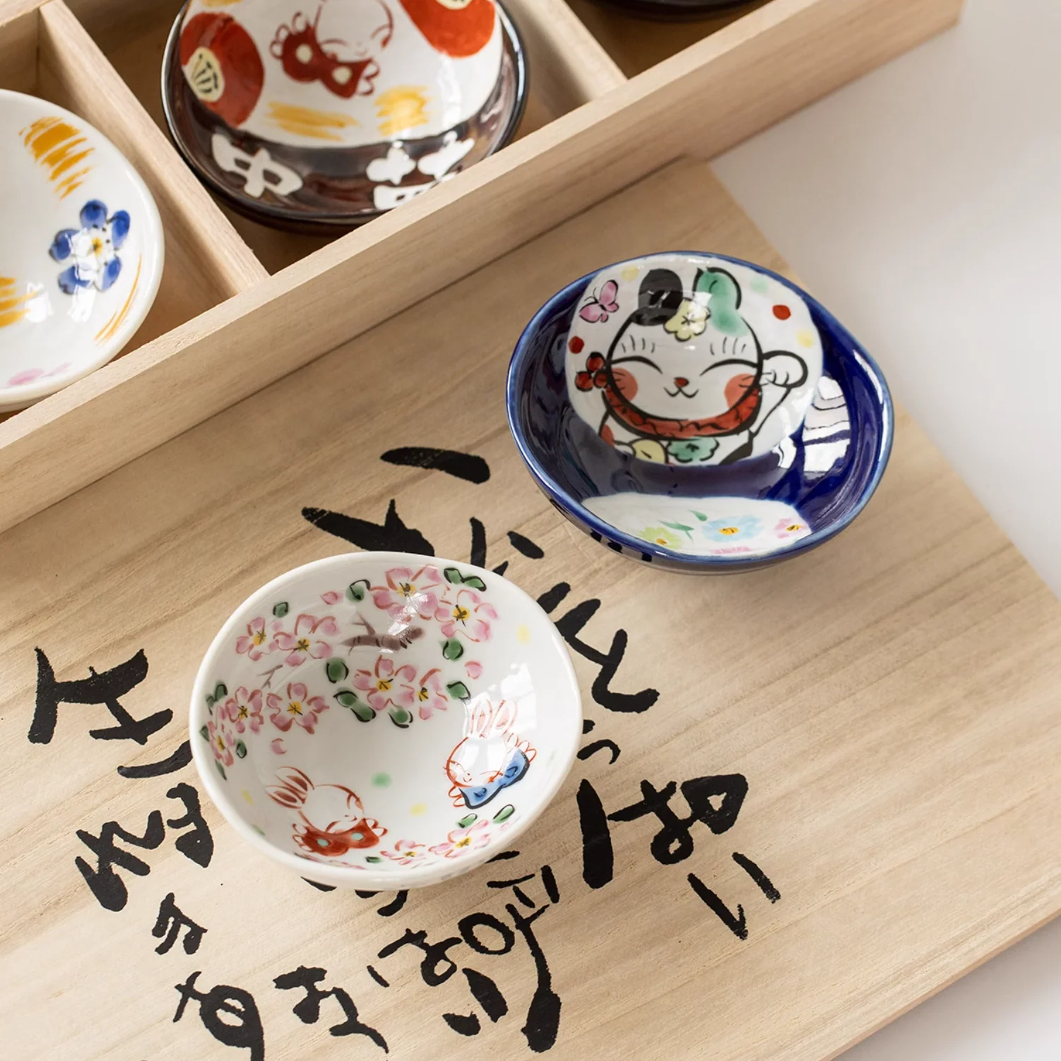 Seto Ware Yudachi Kiln Sakura Rabbit Ceramic Dipping Plate Gift Set - Image 7