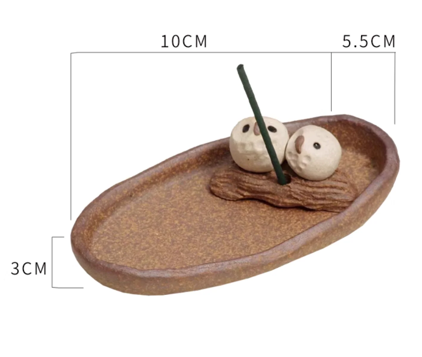 Shigaraki Ware Handmade Rustic Ceramic Owl Incense Holder - Image 8