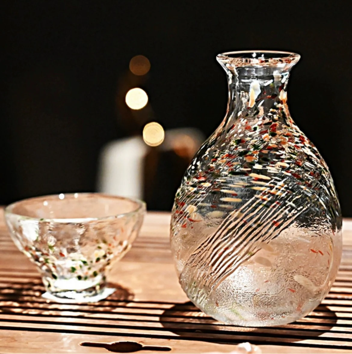 Toyo-Sasaki Four Seasons Colored Glass Sake Set - Image 14