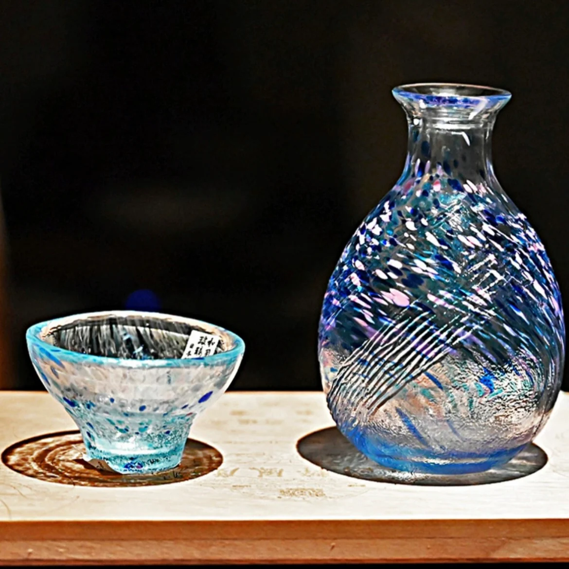 Toyo-Sasaki Four Seasons Colored Glass Sake Set - Image 15