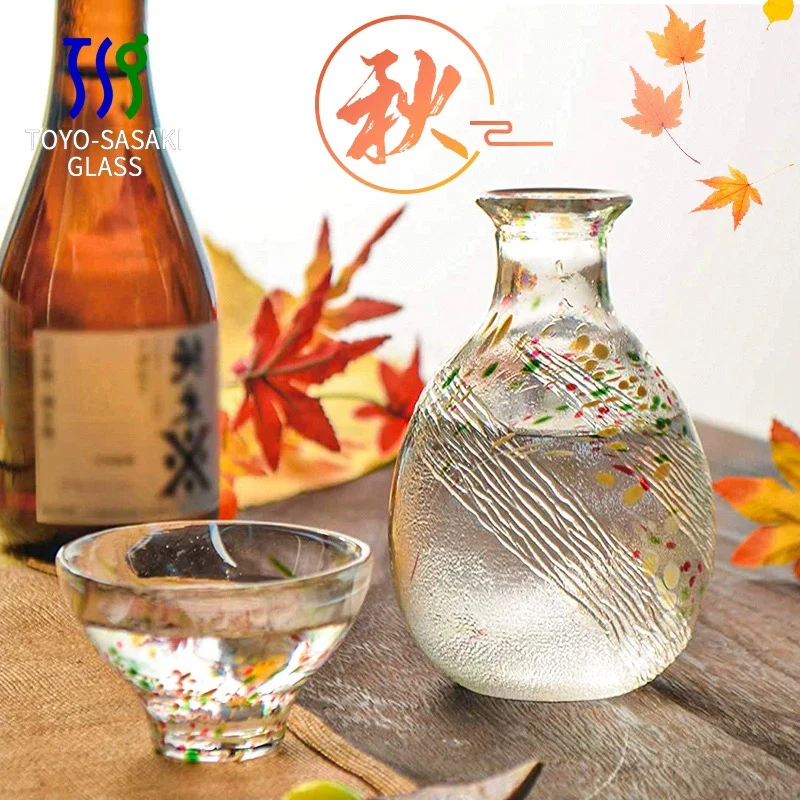 Toyo-Sasaki Four Seasons Colored Glass Sake Set - Image 5