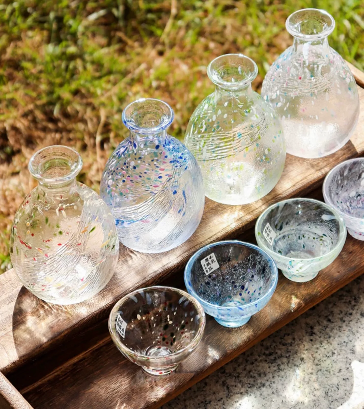 Toyo-Sasaki Four Seasons Colored Glass Sake Set - Image 9