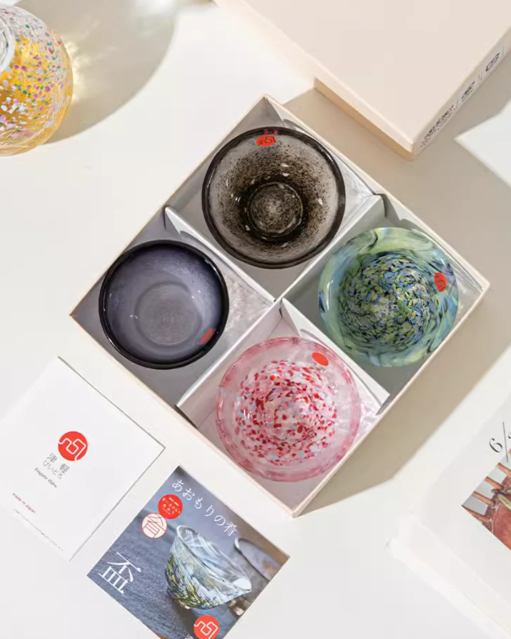 Tsugaru Vidro Handcrafted Colorful Glass Sake Cup Set - Image 3