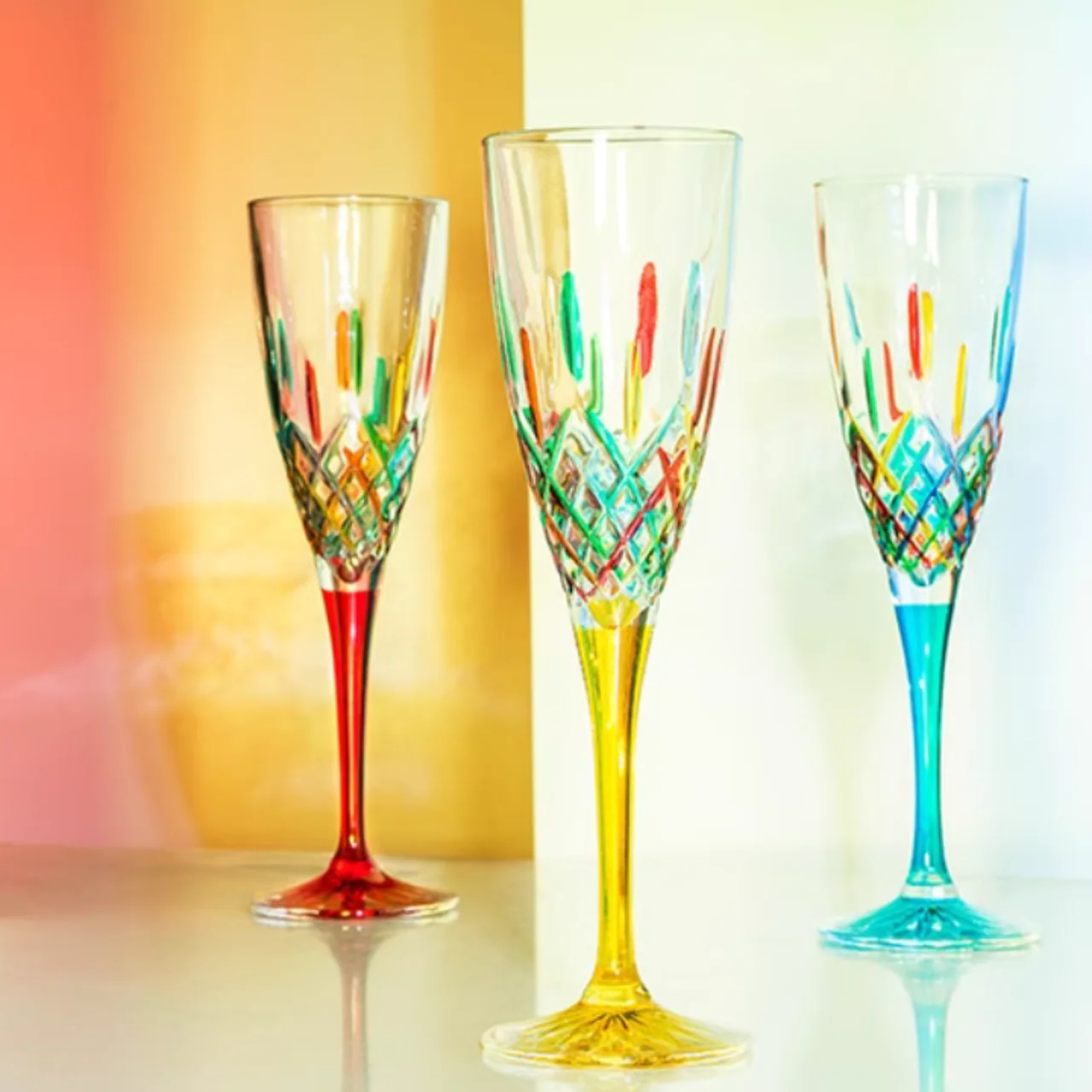 ZECCHIN Murano Colored Crystal Champagne Glass - Image 4
