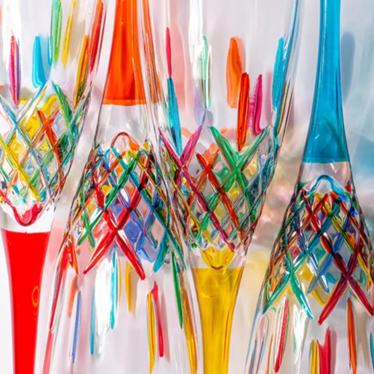 ZECCHIN Murano Colored Crystal Champagne Glass - Image 7